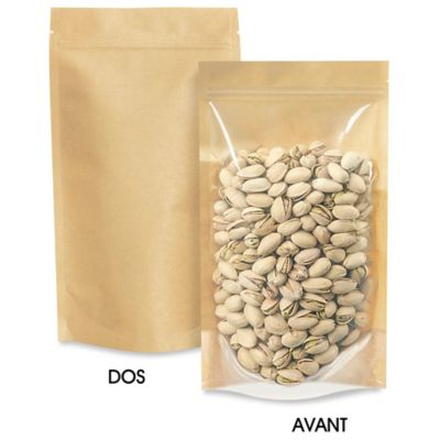 Paper Stand-Up Barrier Pouches - 6 x 11 x 3", Kraft Back S-21235KRFTB