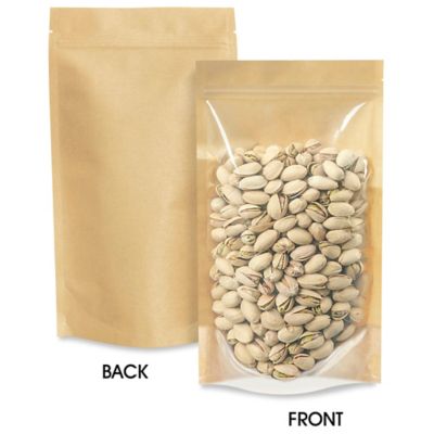 Paper Stand-Up Barrier Pouches - 6 x 11 x 3", Kraft Back S-21235KRFTB