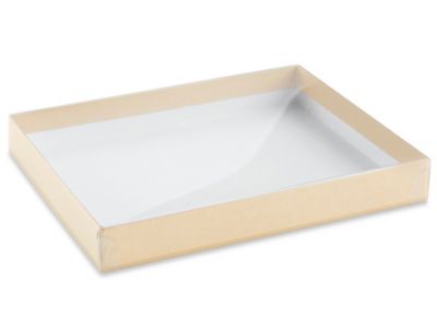 5 Cajas de cartón kraft con tapa transparente. 16.5x11x5.5 cms