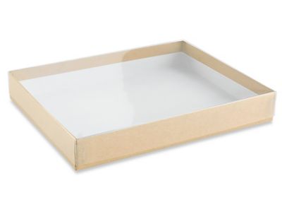 Clear Lid Boxes with Kraft Base - 7 3/8 x 5 3/8 x 1 S-21241 - Uline