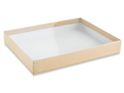 Cajas con Tapa Transparente y Base Kraft - 7 3/8 x 5 3/8 x 1, 187 x 137 x  25 mm S-21241 - Uline