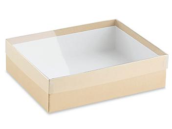 Cajas de Cartón con Tapa Transparente y Base Kraft - 7 3/8 x 5 3/8 x 2" S-21242