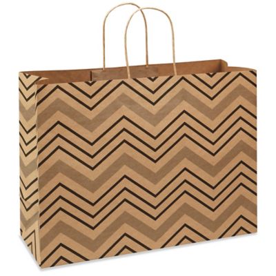 Printed Kraft Paper Shopping Bags - 16 x 6 x 12", Vogue, Chevron S-21246CHEV