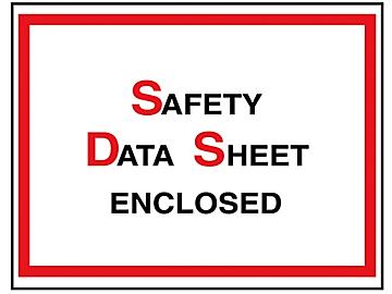 SDS Envelopes - "Safety Data Sheet Enclosed", 6 1/2 x 5"