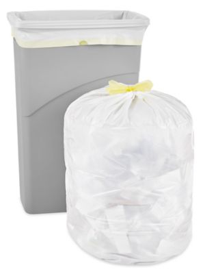 Drawstring Trash Liners - 1 Mil, 23-30 Gallon, White S-21324W