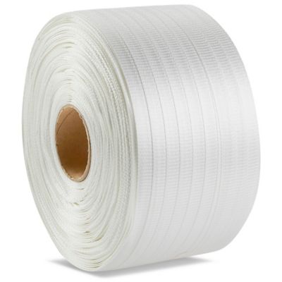 1-1/4 x 1100 Ft. x 4500 lb Break White Woven Polyester Cord Strapping