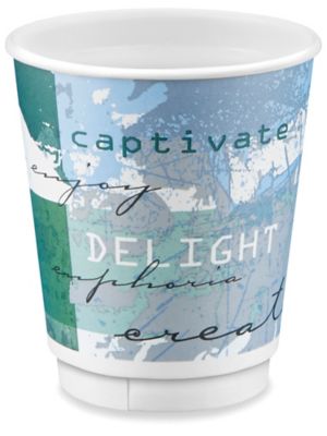 Double-Wall Paper Cups - 8 oz, Globe Design S-21465GLOBE