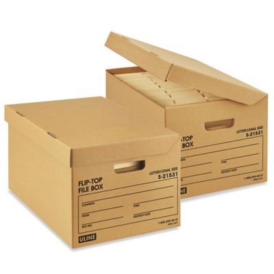 Cajas para Archivos con Tapa Abatible - 15 x 12 x 10, Kraft S-21531 - Uline