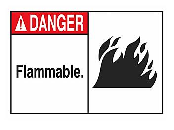 Machinery Labels - "Flammable", 3 1/2 x 5" S-21576