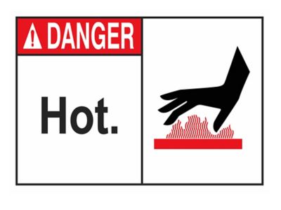 Étiquettes adhésives pour machines – « Hot », 3 1/2 x 5 po