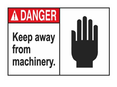 Étiquettes adhésives pour machines – « Keep Away From Machinery », 3 1/2 x 5 po