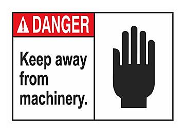 Etiquetas Adhesivas para Maquinaria - "Keep Away From Machinery", 3 1/2 x 5"