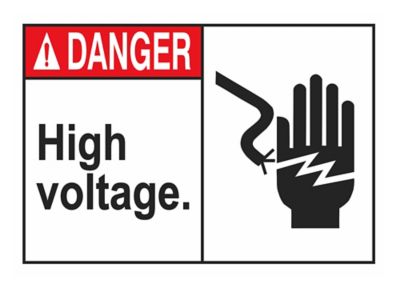 Étiquettes adhésives pour machines – « High Voltage », 3 1/2 x 5 po