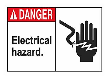 Machinery Labels - "Electrical Hazard", 3 1/2 x 5" S-21580