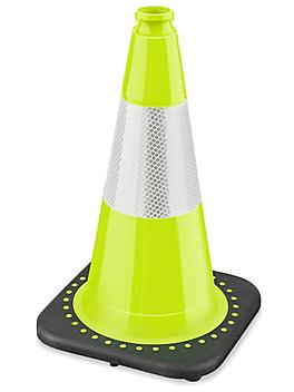Heavy Duty Reflective Traffic Cones - 18", Lime S-21633LIME