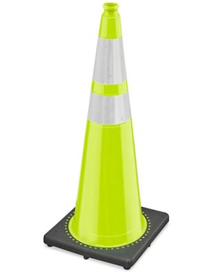 Heavy Duty Reflective Traffic Cones - 36", Lime S-21635LIME