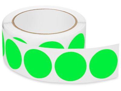 Removable Adhesive Circle Labels - Fluorescent Green, 1 S-11441G - Uline