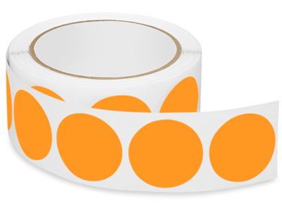 Removable Adhesive Circle Labels - Fluorescent Orange, 1 1/2" S-21646O