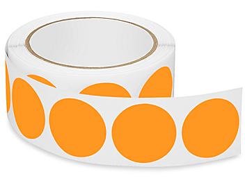 Removable Adhesive Circle Labels - Fluorescent Orange, 1 1/2" S-21646O
