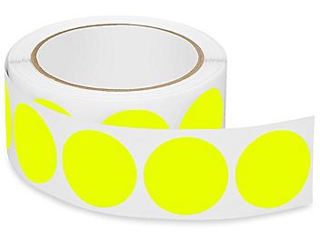Removable Adhesive Circle Labels - Fluorescent Yellow, 1 1/2" S-21646Y