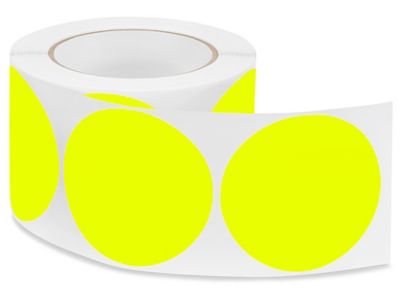 Removable Adhesive Circle Labels Fluorescent Yellow, 3" S21647Y Uline