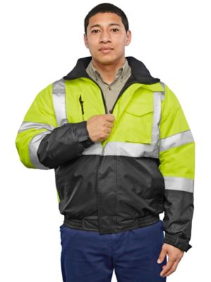 Class 3 Hi-Vis Bomber Jacket - Lime, Medium S-21675-M - ULINE