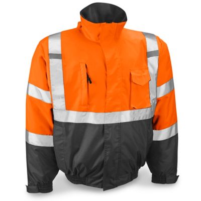 Class 3 Hi-Vis Bomber Jacket - Orange, Large S-21675ORG-L - ULINE