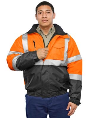 Class 3 Hi-Vis Bomber Jacket - Orange, 3XL S-21675ORG3X - ULINE