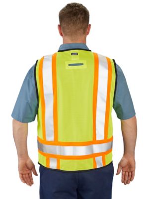 Vest Reflective ANSI Class 2, High Visibility Vest with Pockets and Zipper,  Construction Work Vest Hi Vis Yellow L