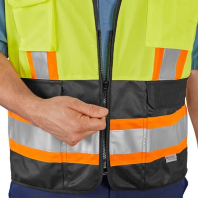 Class 2 Deluxe Hi-Vis Safety Vest with Pockets - Lime, L/XL