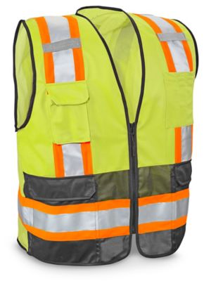 Class 2 Deluxe Hi-Vis Safety Vest with Pockets - Lime, L/XL