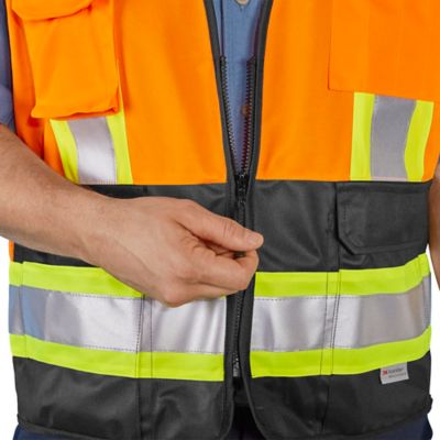 Class 2 Deluxe Hi-Vis Safety Vest with Pockets - Orange, 2XL/3XL S