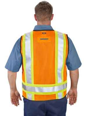 Class 2 Deluxe Hi-Vis Safety Vest with Pockets - Orange, L/XL S
