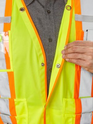Class 2 Deluxe Hi-Vis Safety Vest with Pockets - Lime, L/XL S