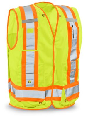 Class 2 Deluxe Hi-Vis Safety Vest with Pockets - Lime, L/XL S