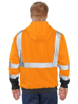 Class 3 Hi-Vis Full-Zip Hoodie - Orange, Large S-21678ORG-L - Uline