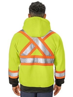 Class 2 Hi Vis Full Zip Hoodie Lime Large ULINE Canada S 21680 L