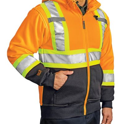 Class 2 Hi Vis Full Zip Hoodie Orange Large ULINE Canada S 21680ORG L