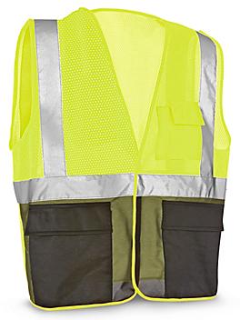 Class 2 Black Bottom Hi-Vis Safety Vest with Pockets - Lime, S/M S-21681G-S