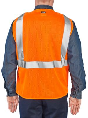 Class 2 Black Bottom Hi-Vis Safety Vest with Pockets - Orange, 4XL/5XL