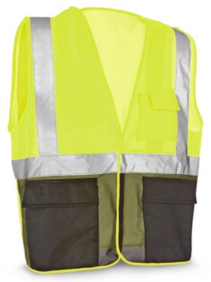 Class 2 Black Bottom Hi-Vis Safety Vest with Pockets