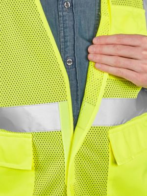 Class 2 Standard Hi-Vis Safety Vest with Pockets - Lime, S-21682G-2X - Uline