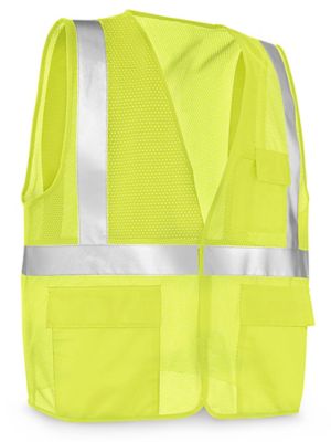 Class 2 Standard Hi-Vis Safety Vest with Pockets - Lime, S/M S-21682G-S
