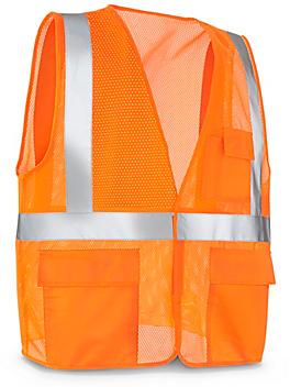 Class 2 Standard Hi-Vis Safety Vest with Pockets - Orange, S/M S-21682O-S