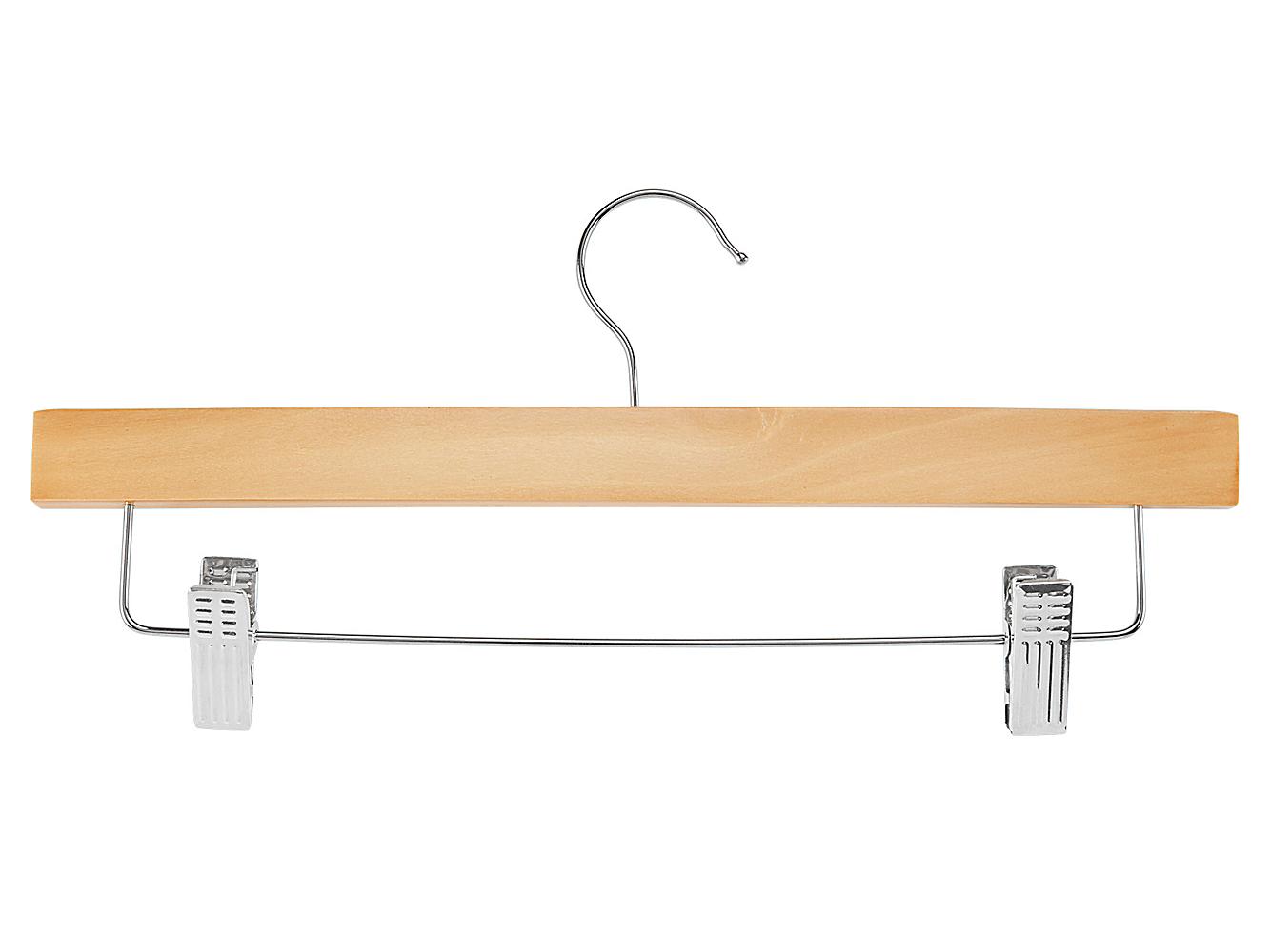 Wood Hangers - Adjustable Clips, Natural S-21710NAT - Uline