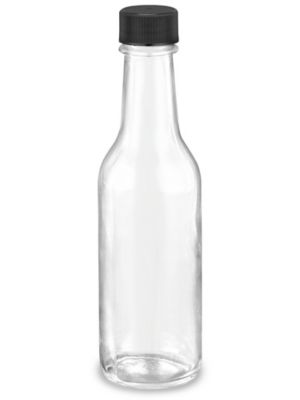 Botellas de Vidrio con Cuello Largo - 5 oz, Tapa Negra S-21720BL
