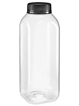 Clear Plastic Juice Bottles Bulk Pack - 12 oz, Black Cap S-21726B-BL