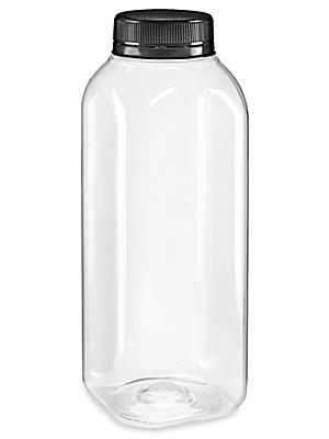Clear Plastic Juice Bottles Bulk Pack - 12 oz, Black Cap S-21726B