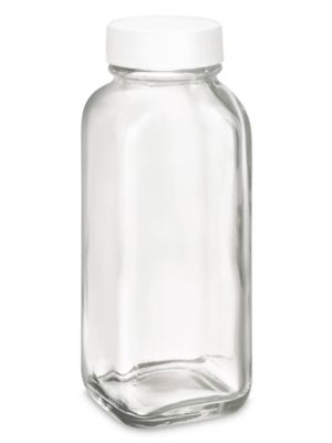 8 oz. French Square Glass Jar, 43mm 43-400 - The Cary Company