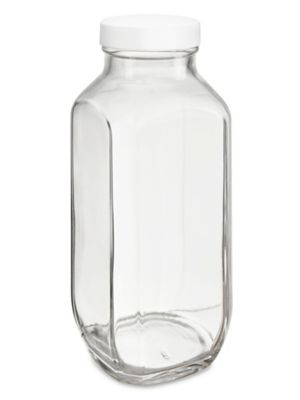 16 oz. French Square Flint Glass Jar with 48mm Flat Top